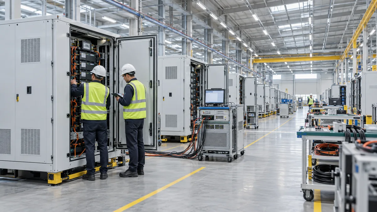 Utility scale battery storage integration and testing facility