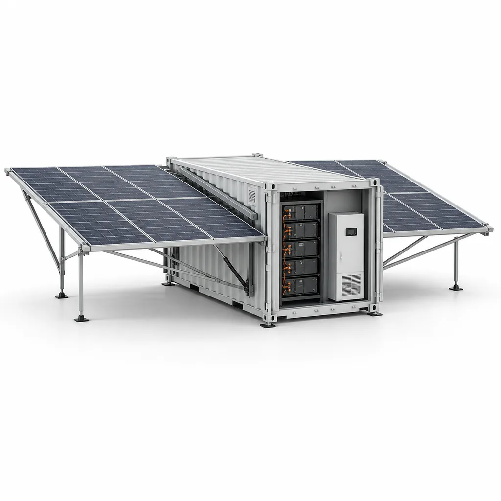 Foldable photovoltaic generation and storage container